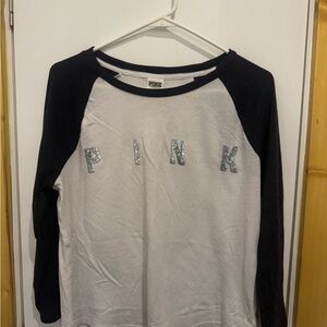 PINK Victoria's Secret Black and White Long Sleeve Tee